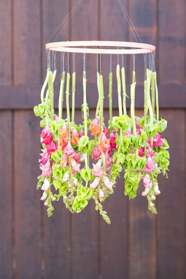 DIY Fresh Hanging Flower Chandelier