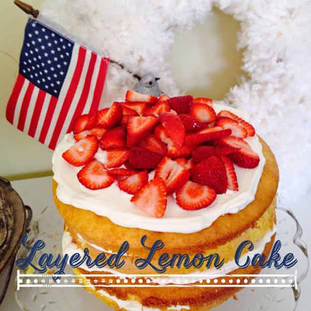 Layered Lemon Cake With Whip Cream And Fruit | 25 Ways To Have The Most Patriotic 4th Of July Party 