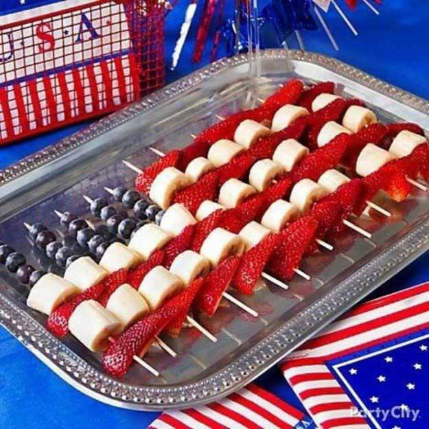  Strawberries, Bananas, and Blueberries On A Stick | 25 Ways To Have The Most Patriotic 4th Of July Party
