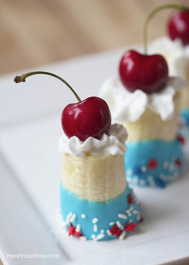 Chocolate dipped “banana split” & Chocolate dipped cherries | How To Make 4th of July themed recipes