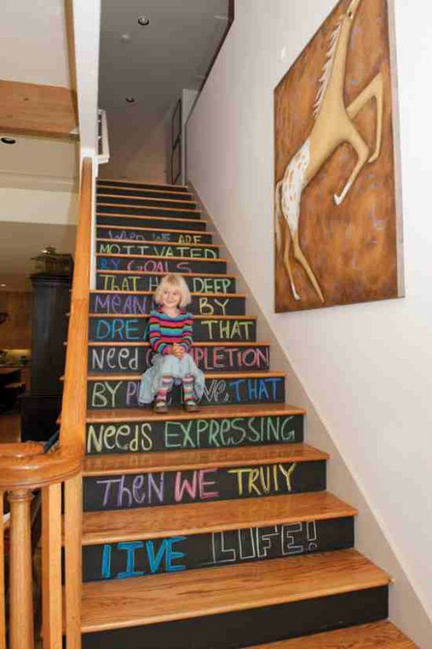 9 chalkboard paint idea blackboard stairs stair risers staircase hall 550x826