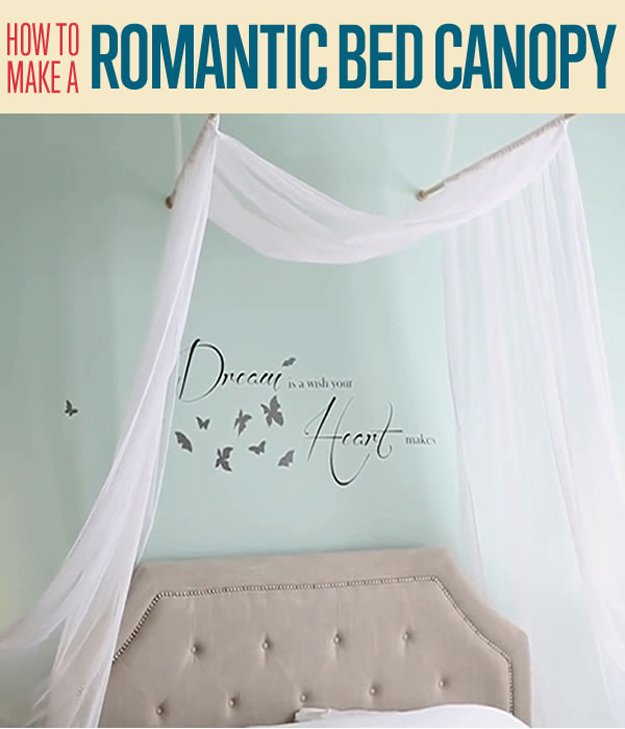 ... DIY Bed Canopy | www.diyready.com/how-to-make-a-romantic-canopy-bed