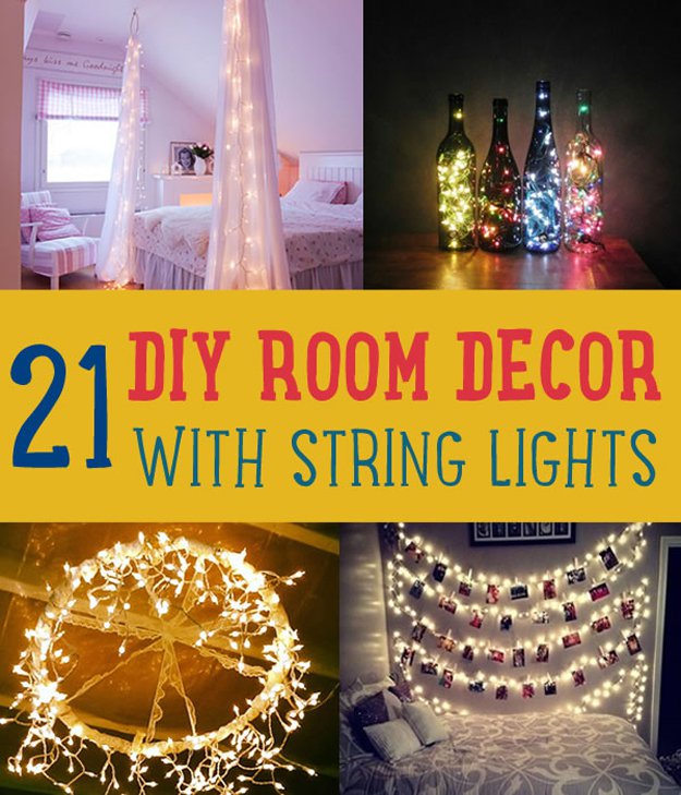 21 DIY Room Decor with String Lights | http://diyready.com/diy-room-decor-with-string-lights-you-can-use-year-round/