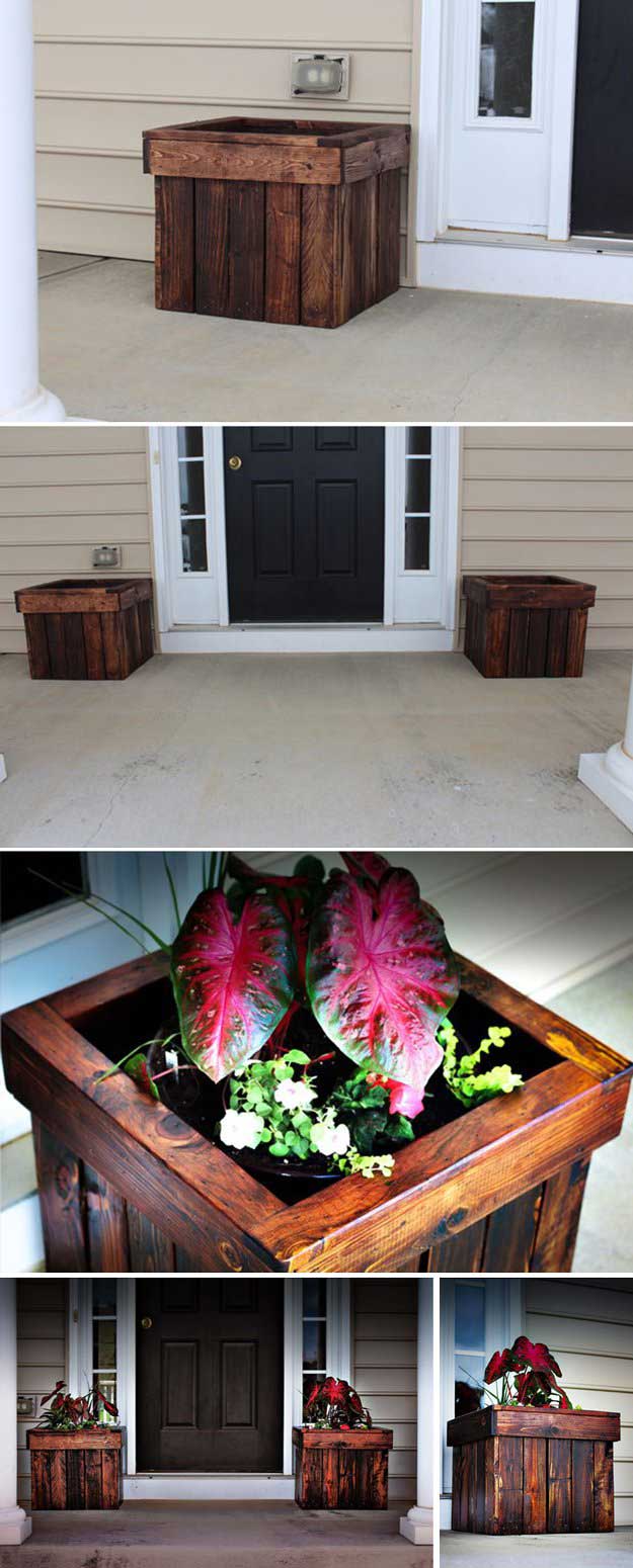 Stained Pallet Planter Box