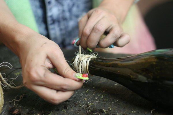 How To Make A Hanging Wine Bottle Planter Using Cut Bottles 