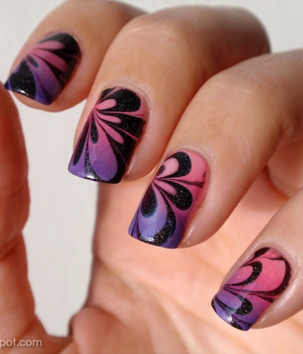 Water Marble Art | Easy Nail Art Tutorials, check it out at http://cuteoutfits.wpengine.com/easy-nail-art-designs-ideas