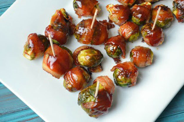 How to wrap brussel sprouts in bacon for a party